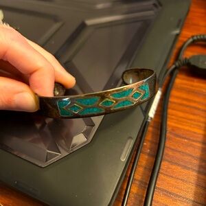 Vintage Sterling Silver Cuff with Turquoise